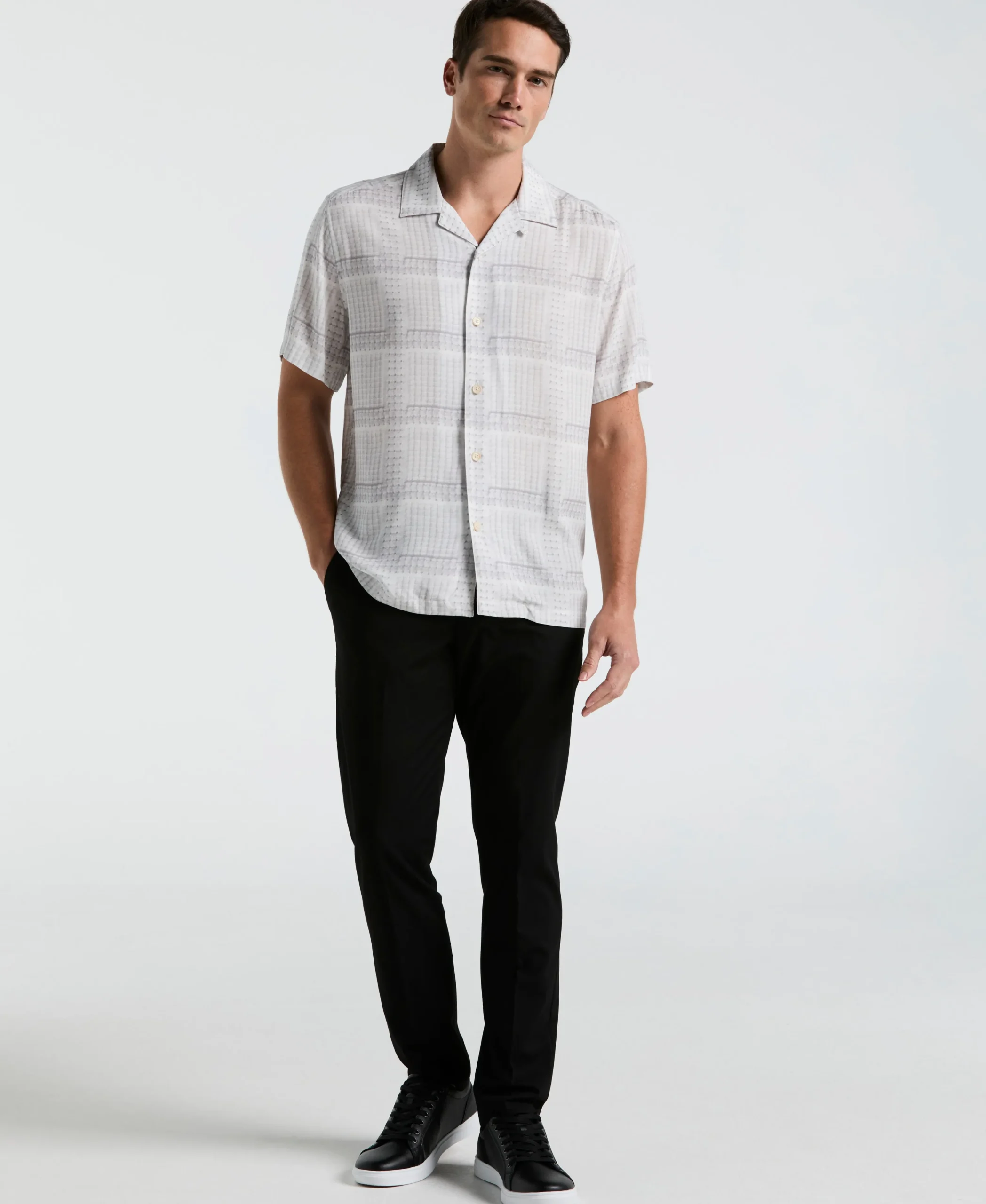 CLEARANCE EcoVero™ Camp Collar Textured Print Shirt