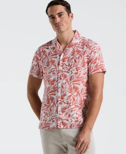 CLEARANCE Linen Abstract Leaf Print Shirt