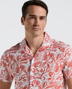 CLEARANCE Linen Abstract Leaf Print Shirt