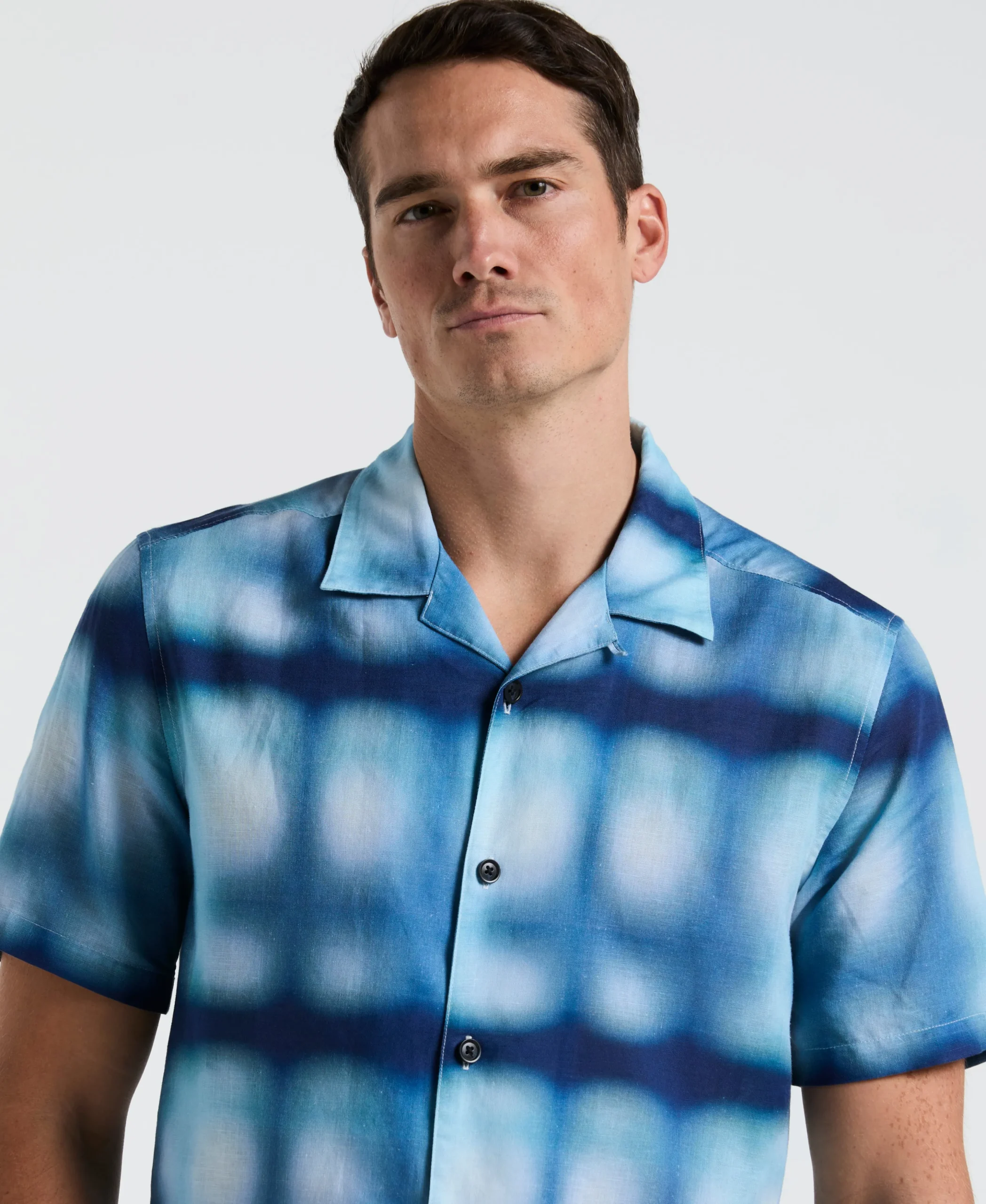 CLEARANCE Linen Slub Plaid Print Shirt