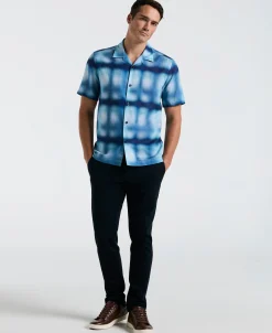 CLEARANCE Linen Slub Plaid Print Shirt