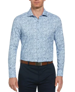 CLEARANCE Slim Fit Button-Down Painterly Floral Print Dress Shirt
