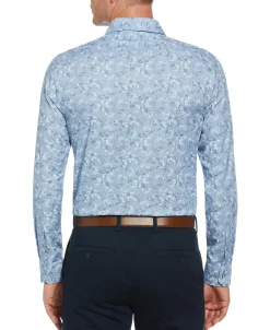 CLEARANCE Slim Fit Button-Down Painterly Floral Print Dress Shirt