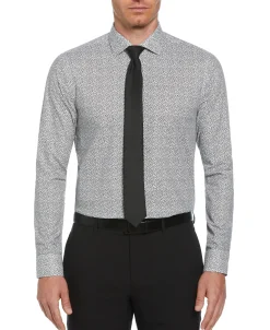 CLEARANCE Slim Fit Button-Down Camo Floral Pattern Dress Shirt