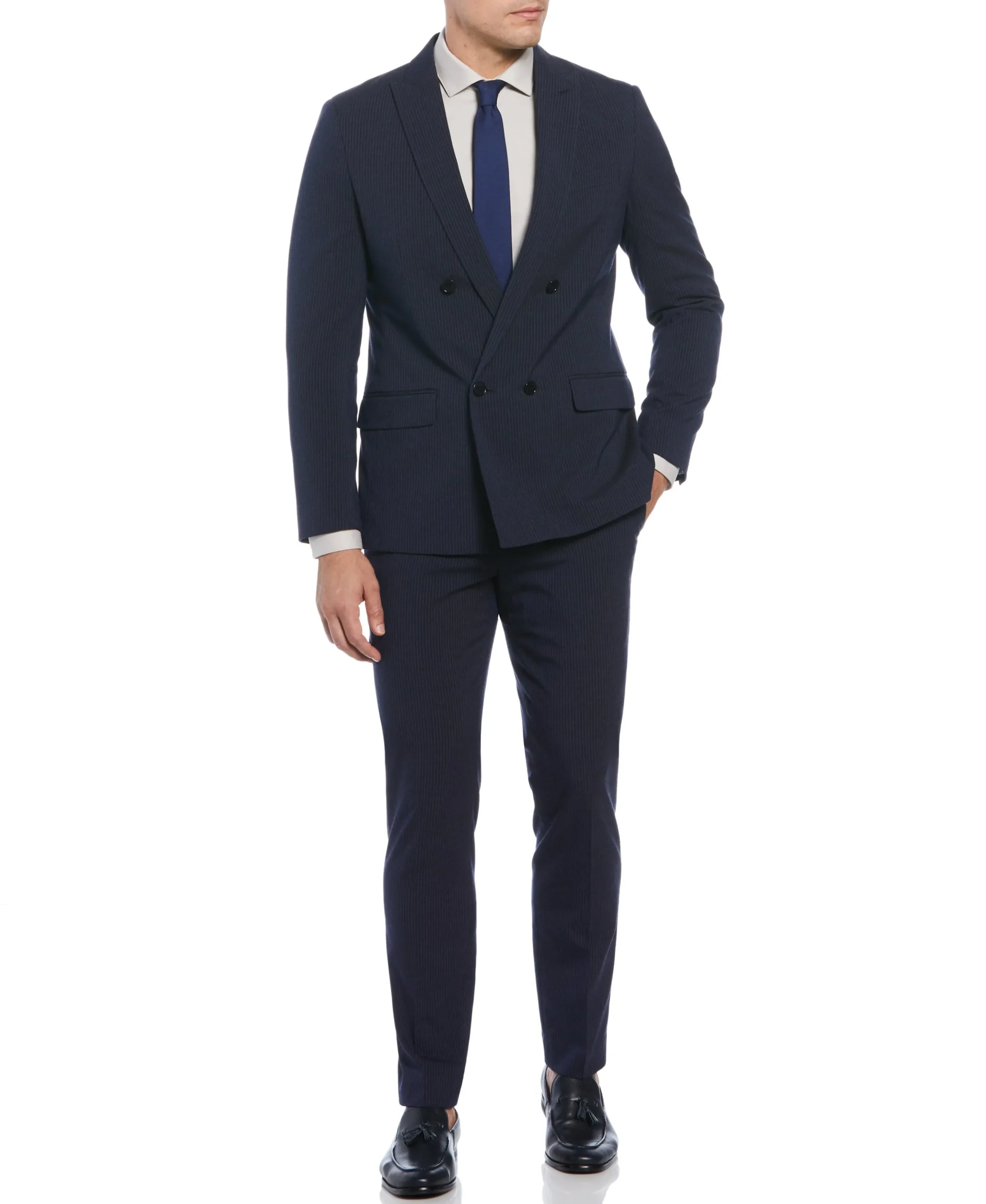 CLEARANCE Slim Fit Double Breasted Pinstripe Suit Jacket