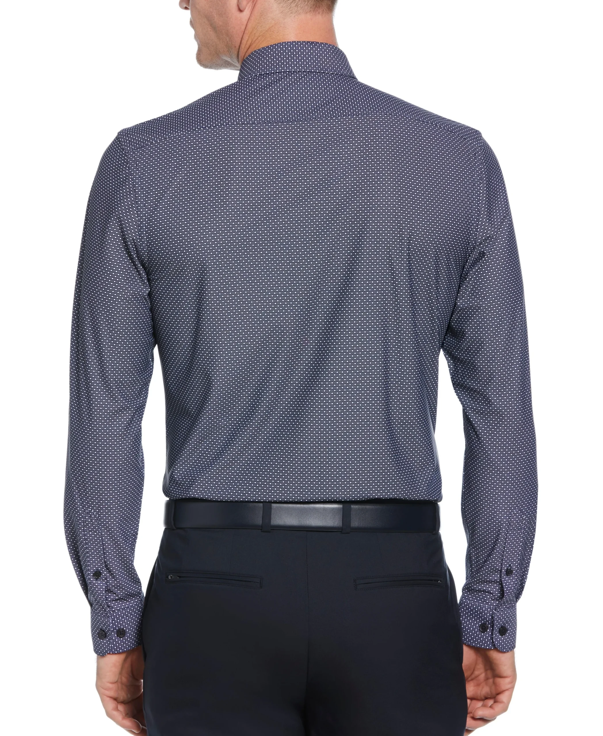 CLEARANCE Slim Fit Knit Black and White Dot Dress Shirt