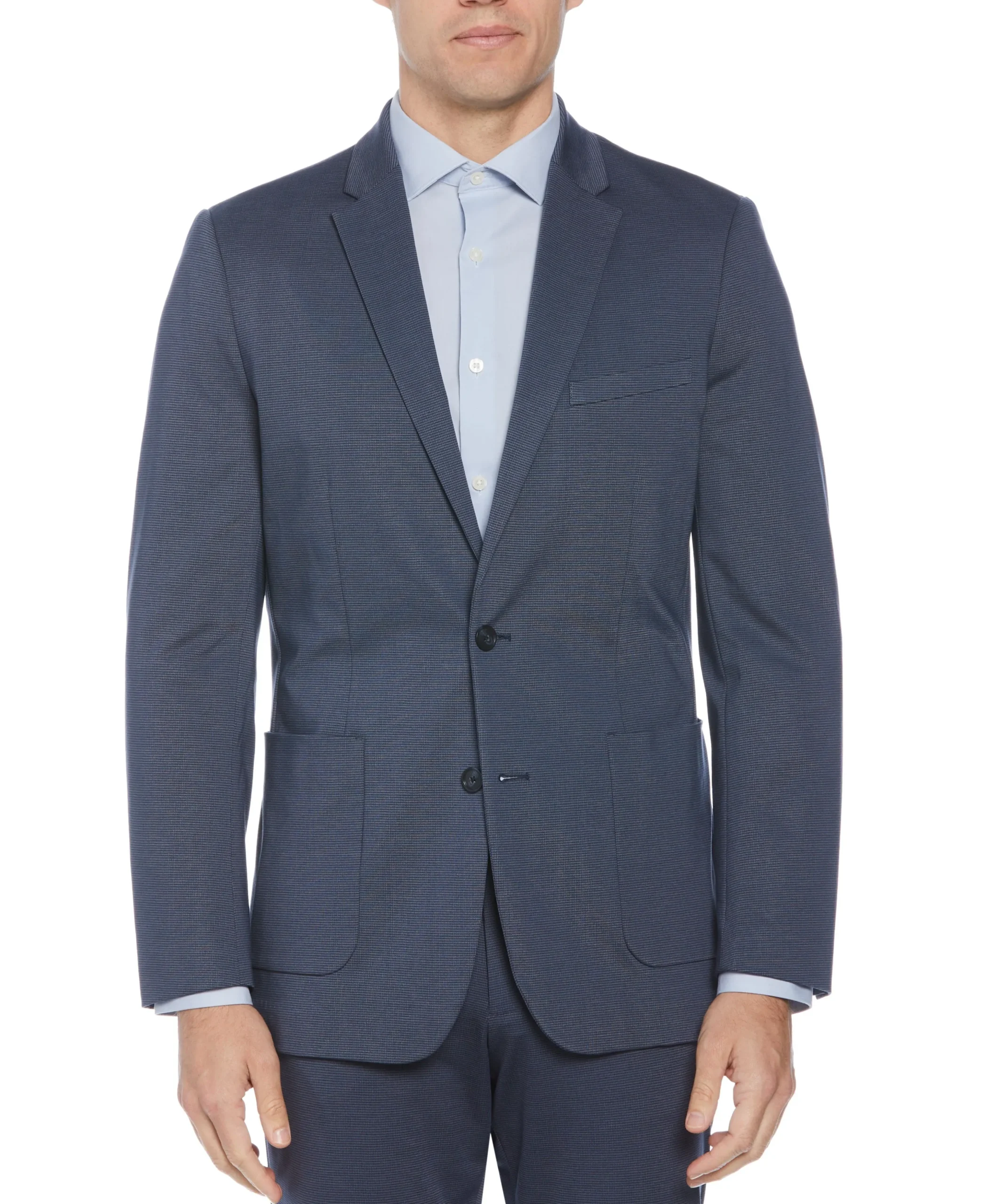 CLEARANCE Slim Fit Microgrid Knit Medium Navy Suit
