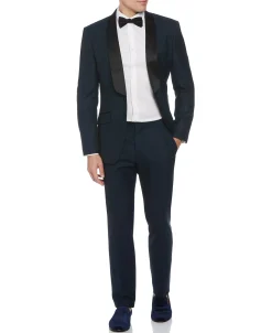 CLEARANCE Slim Fit Navy Textured Tuxedo