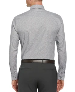 CLEARANCE Slim Fit Pindot Button-Down on Floral Pattern Dress Shirt