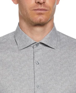 CLEARANCE Slim Fit Pindot Button-Down on Floral Pattern Dress Shirt