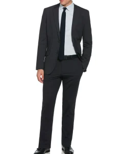 CLEARANCE Slim Fit Stretch Pindot Navy Knit Suit