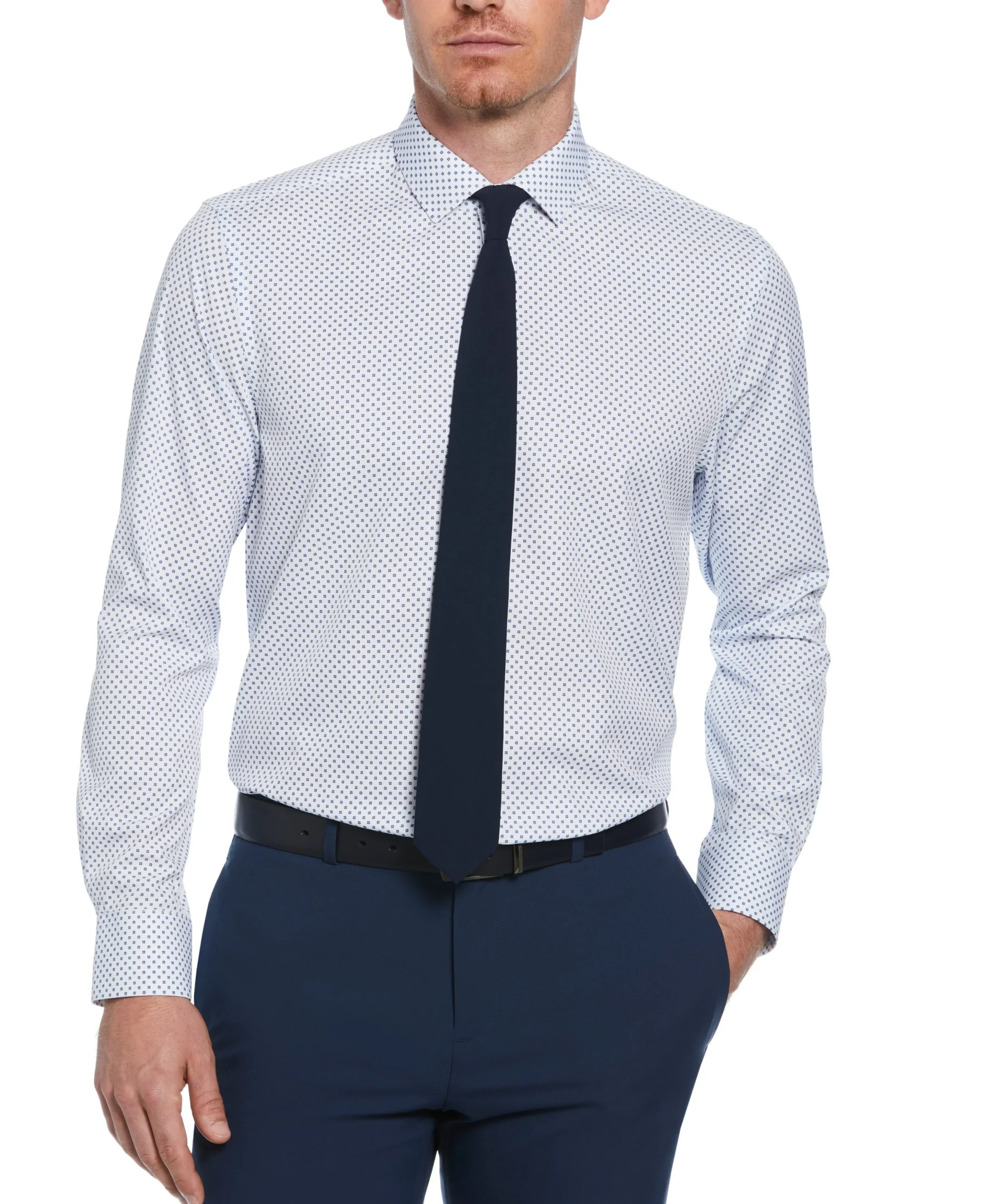 CLEARANCE Slim Fit Stretch Button-Down Circle Print Dress Shirt