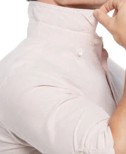 CLEARANCE Untucked Slim Fit Linen Blend Rolled Sleeve Shirt - Pink