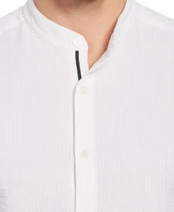 CLEARANCE Untucked Total Stretch Slim Fit Seersucker Shirt - White