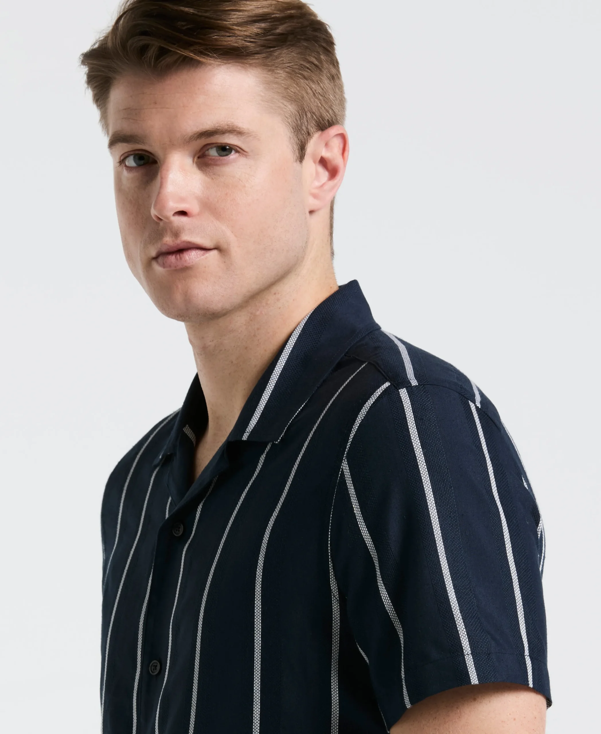 EcoVero™ Striped Camp Collar Shirt