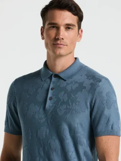 Jacquard Floral Polo Sweater