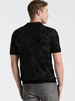 Jacquard Floral Polo Sweater