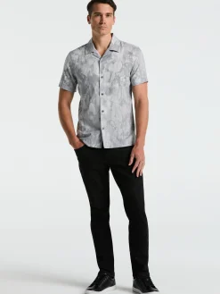 Leaf Print Camp Collar Shirt