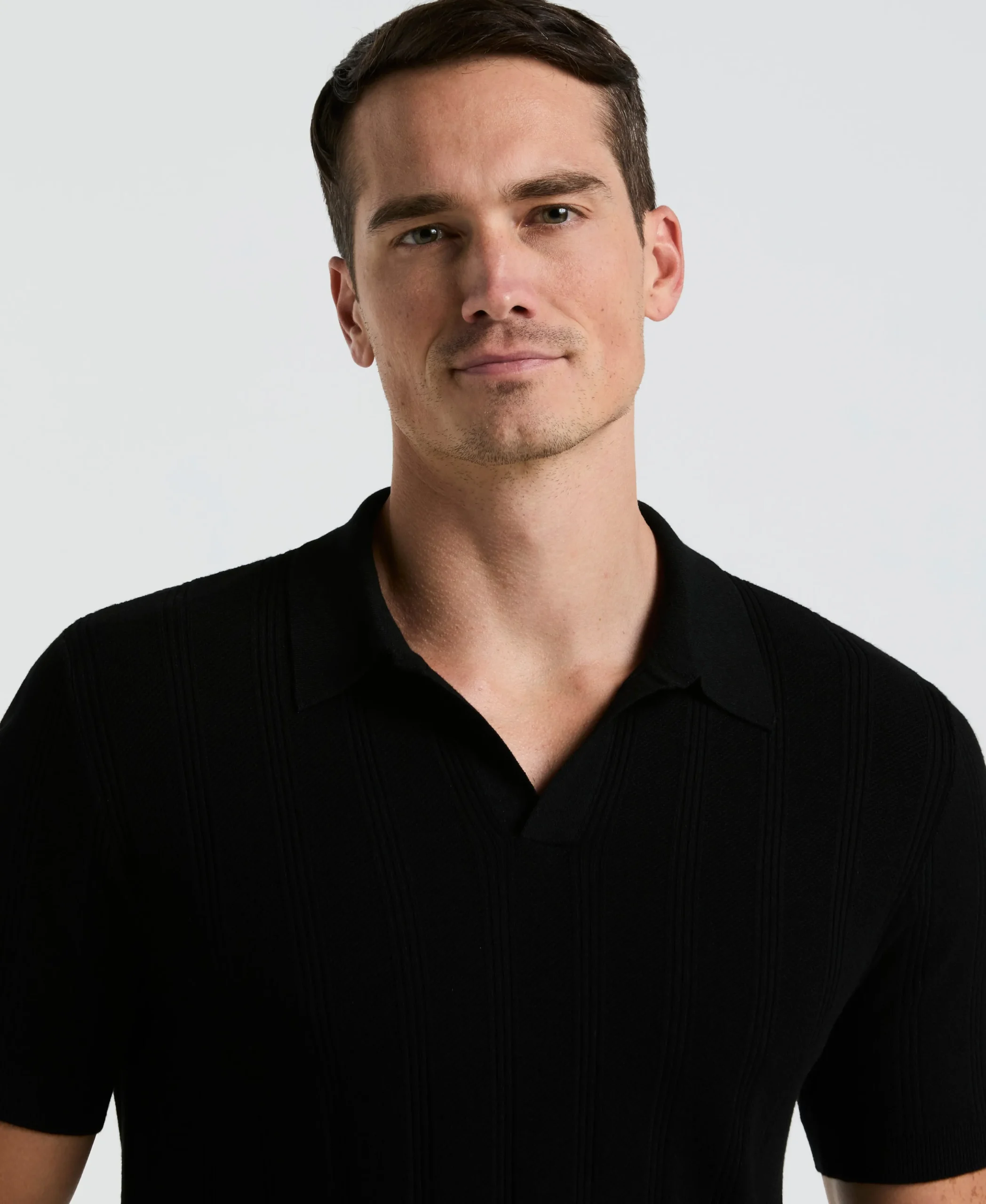 Mesh Stripe Sweater Polo