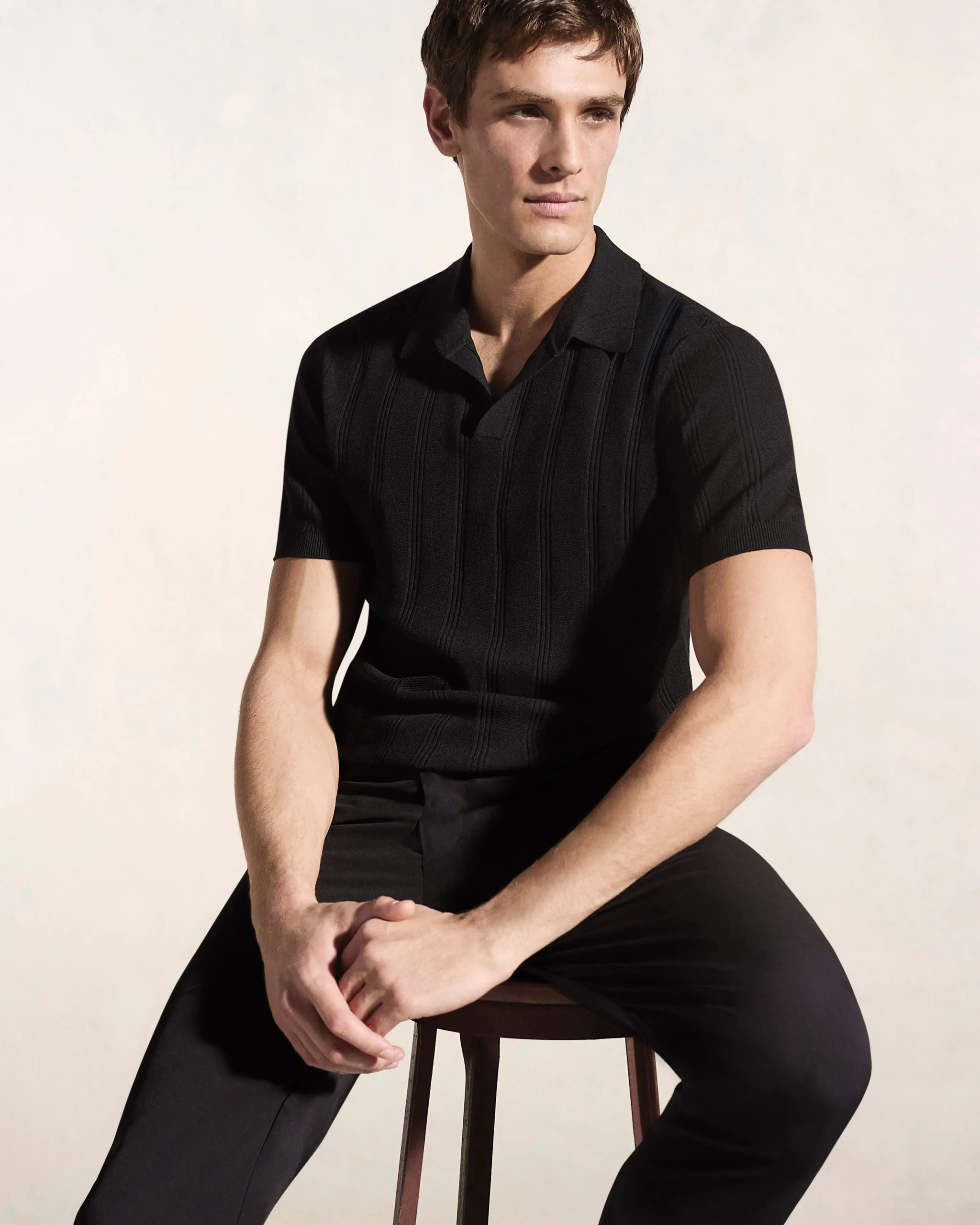 Mesh Stripe Sweater Polo