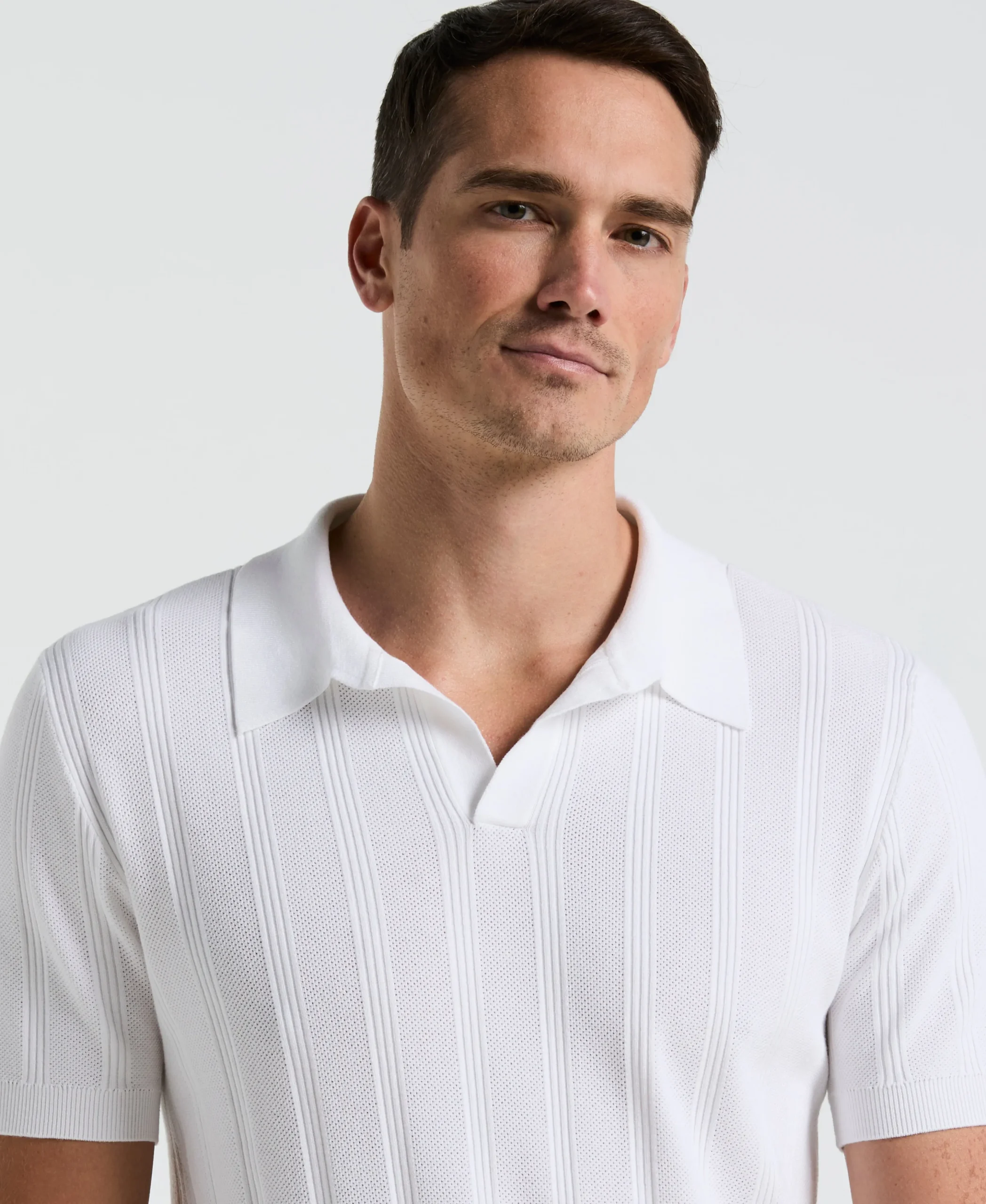Mesh Stripe Sweater Polo