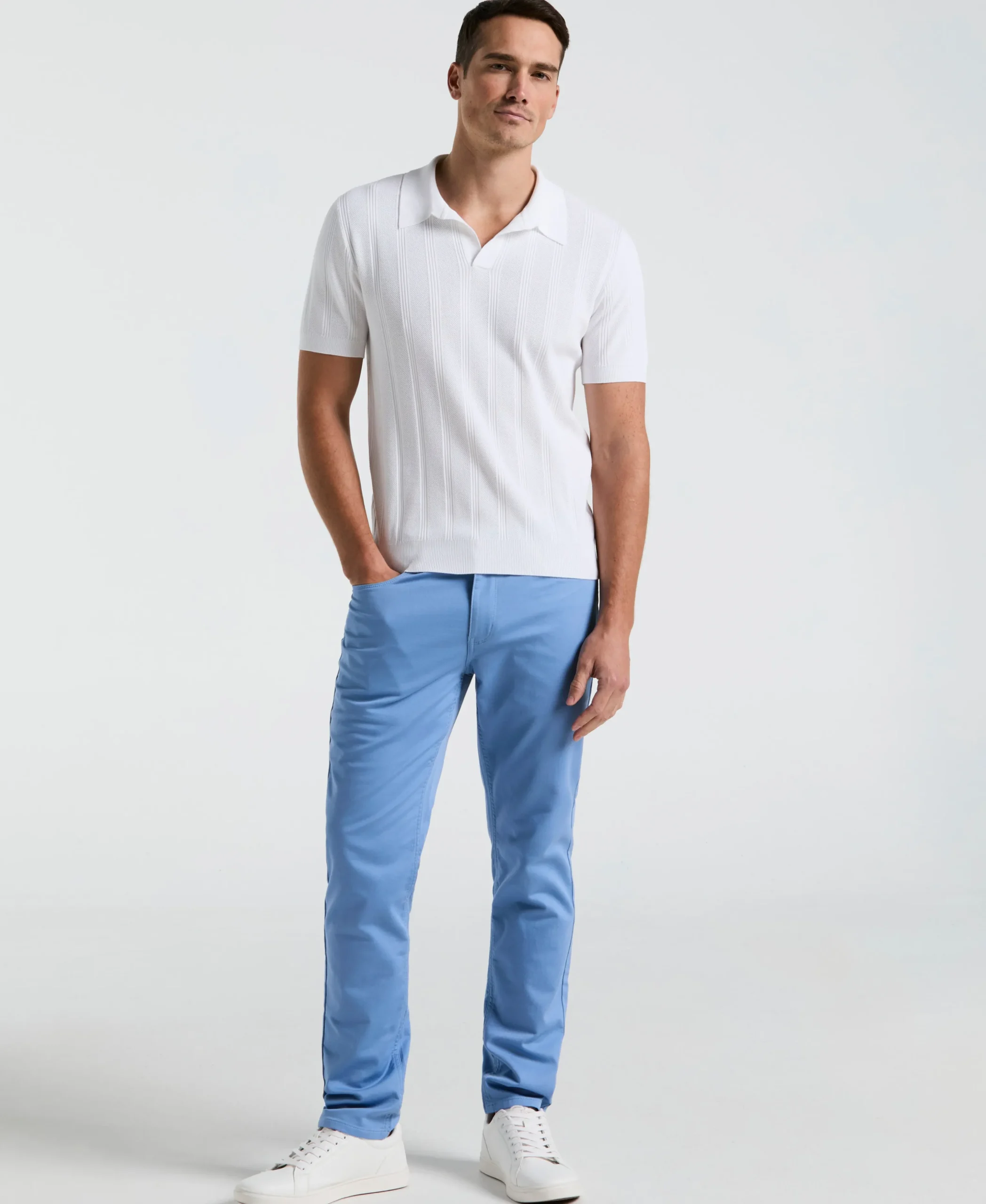 Mesh Stripe Sweater Polo