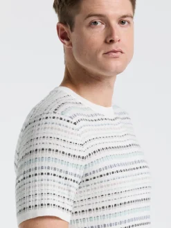 Multi Color Geometric Print Crew Sweater