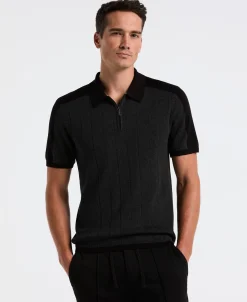 NEW! Heathered Zip Polo Shirt