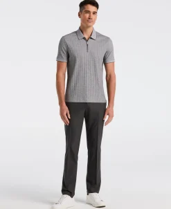 NEW! Ribbed Quarter Zip Heathered Polo