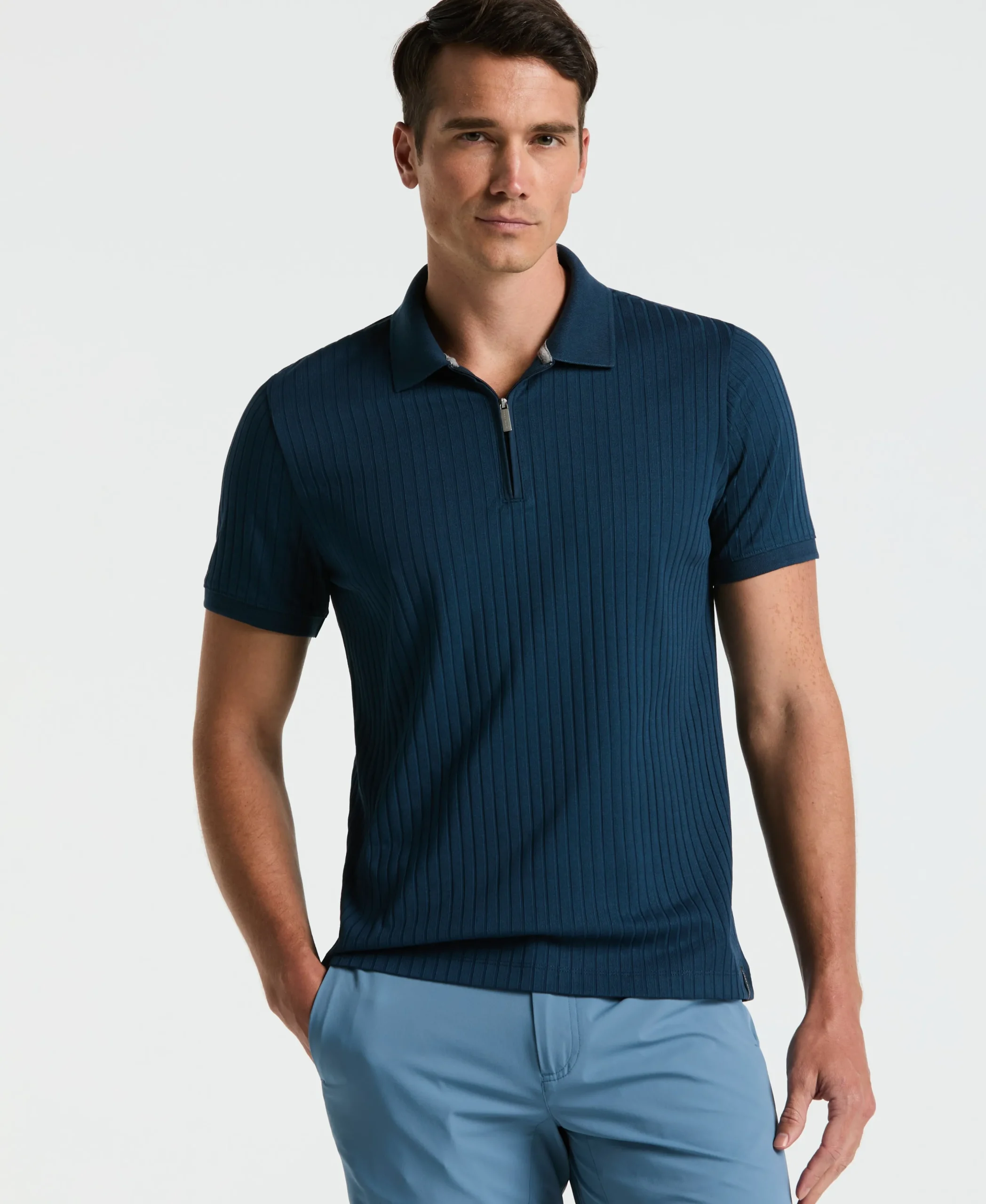 NEW! Ribbed Quarter Zip Polo