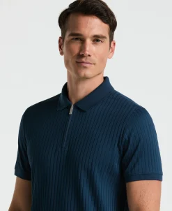 NEW! Ribbed Quarter Zip Polo