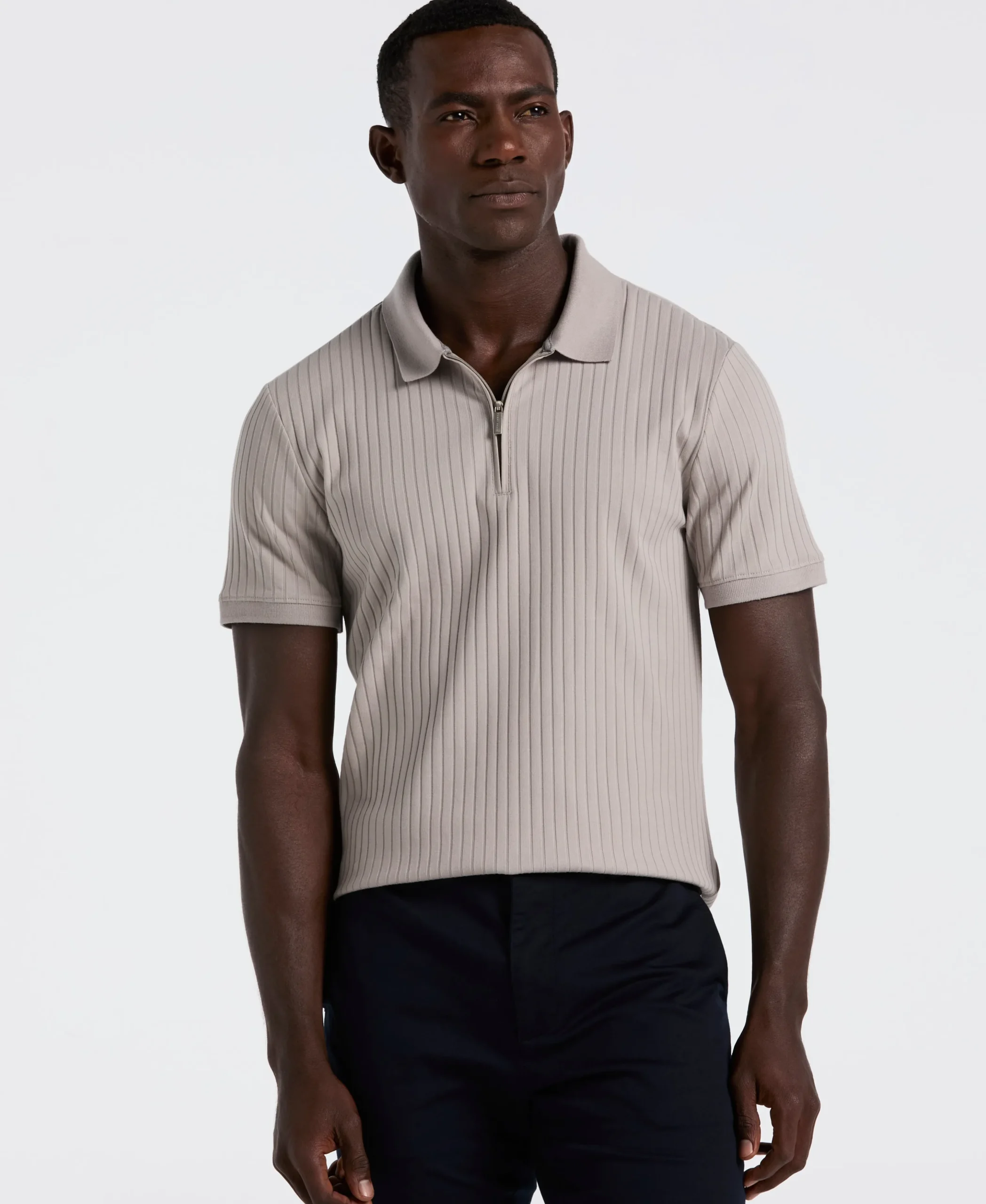 NEW! Ribbed Quarter Zip Polo