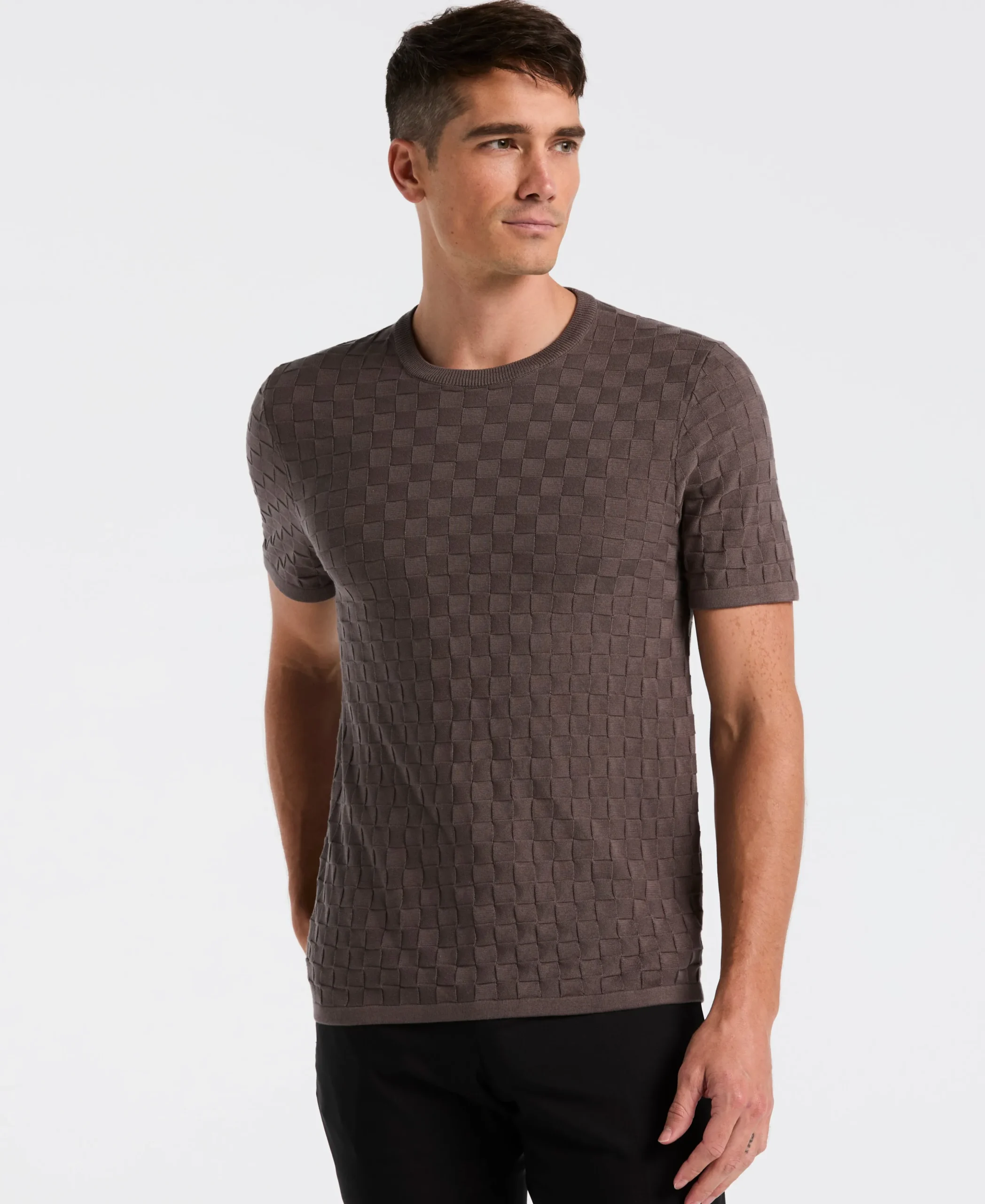 NEW! Square Pattern Crew Neck Sweater Tee