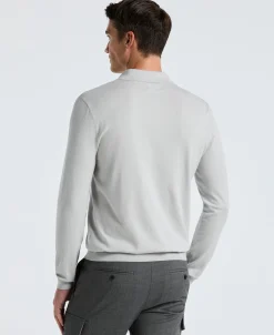 NEW! Tech Knit Open Collar Sweater Polo Long Sleeve