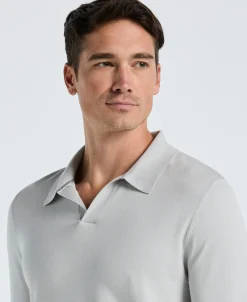 NEW! Tech Knit Open Collar Sweater Polo Long Sleeve