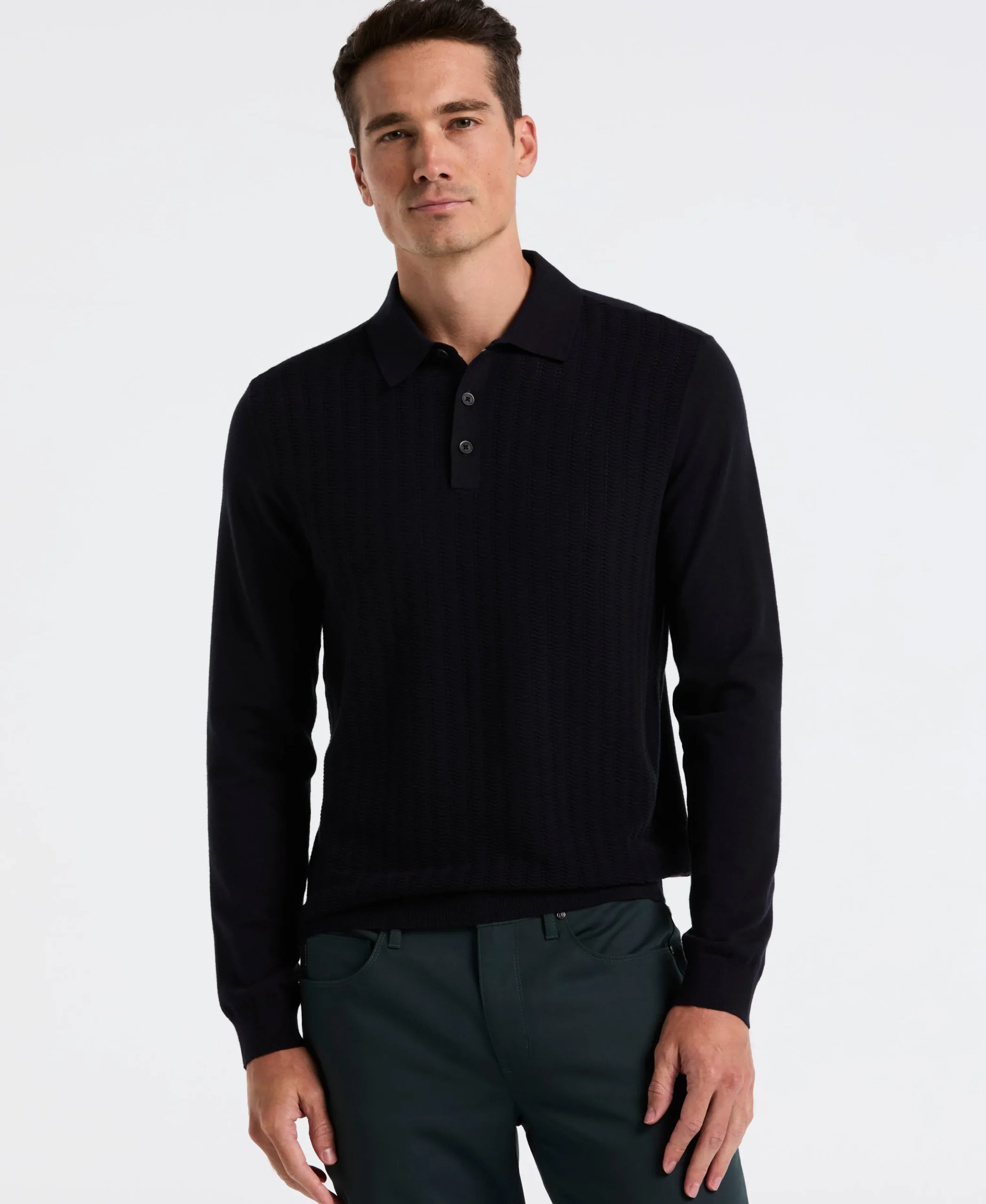 NEW! Textured Front Polo Sweater