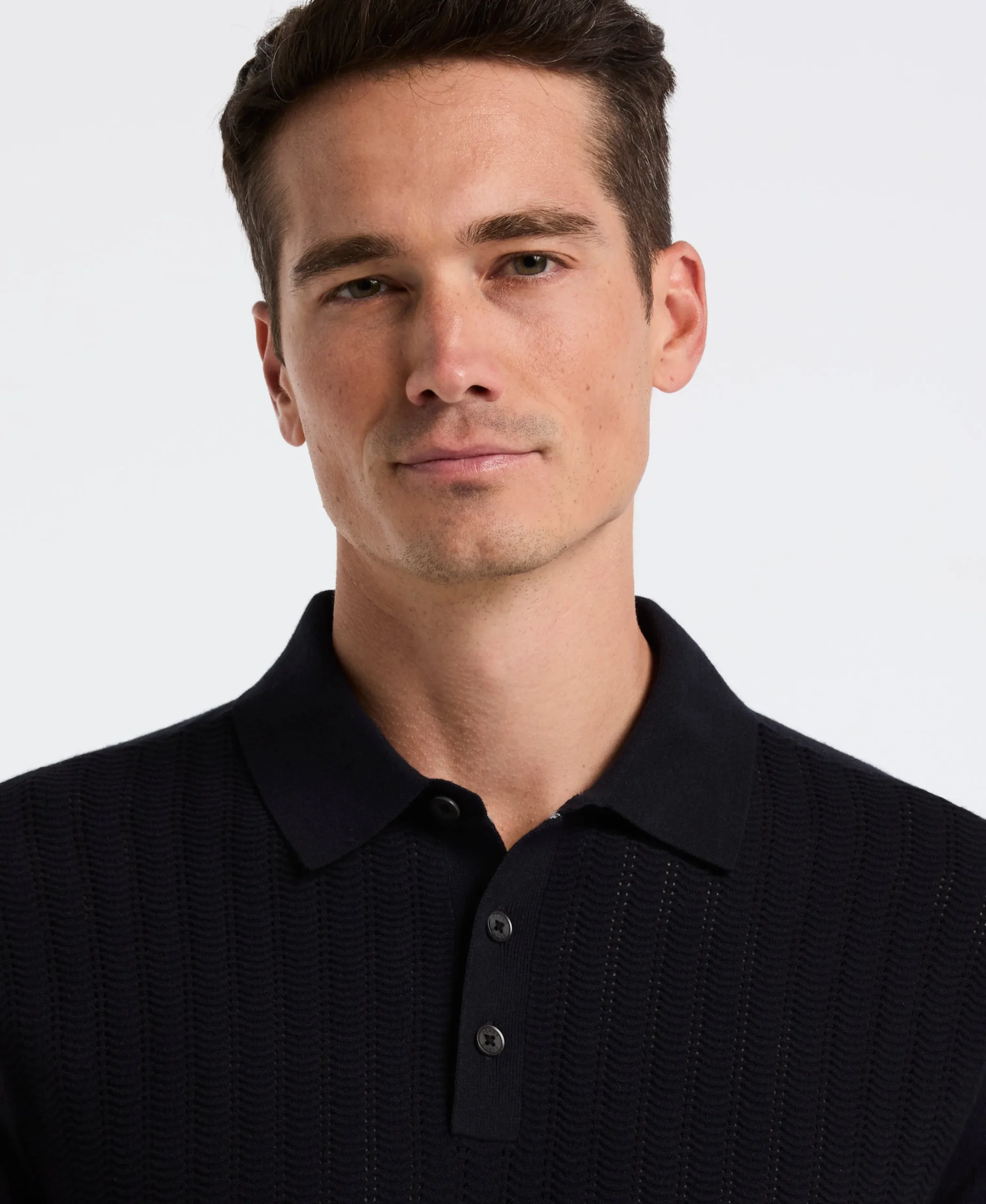 NEW! Textured Front Polo Sweater