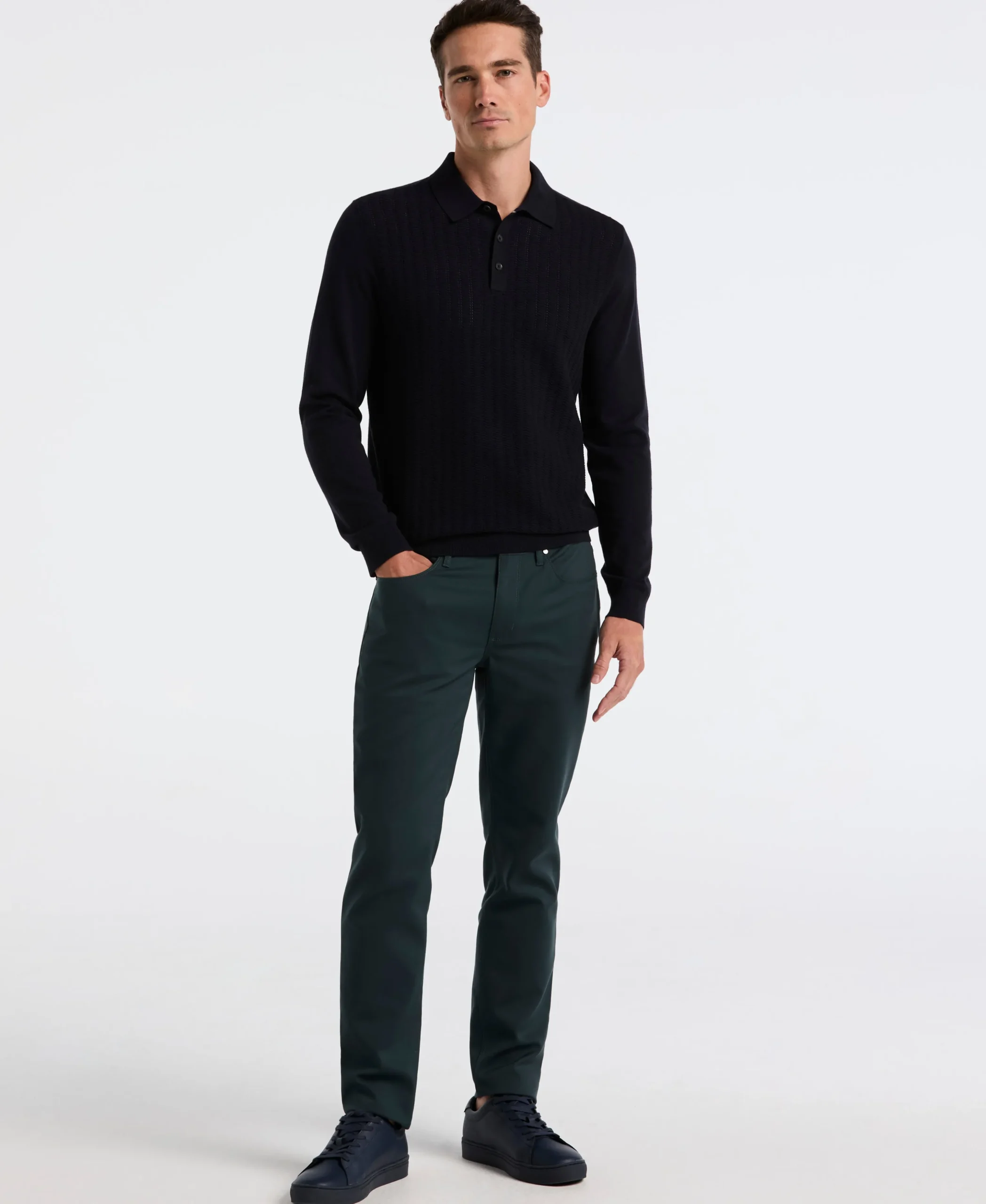 NEW! Textured Front Polo Sweater