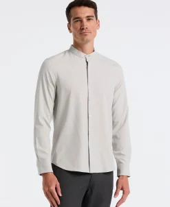 NEW! Untucked Total Stretch Slim Fit Banded Collar Shirt - Gray