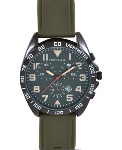Olive Silicone Strap Sport Watch