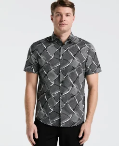 Poplin Linework Grid Print Shirt