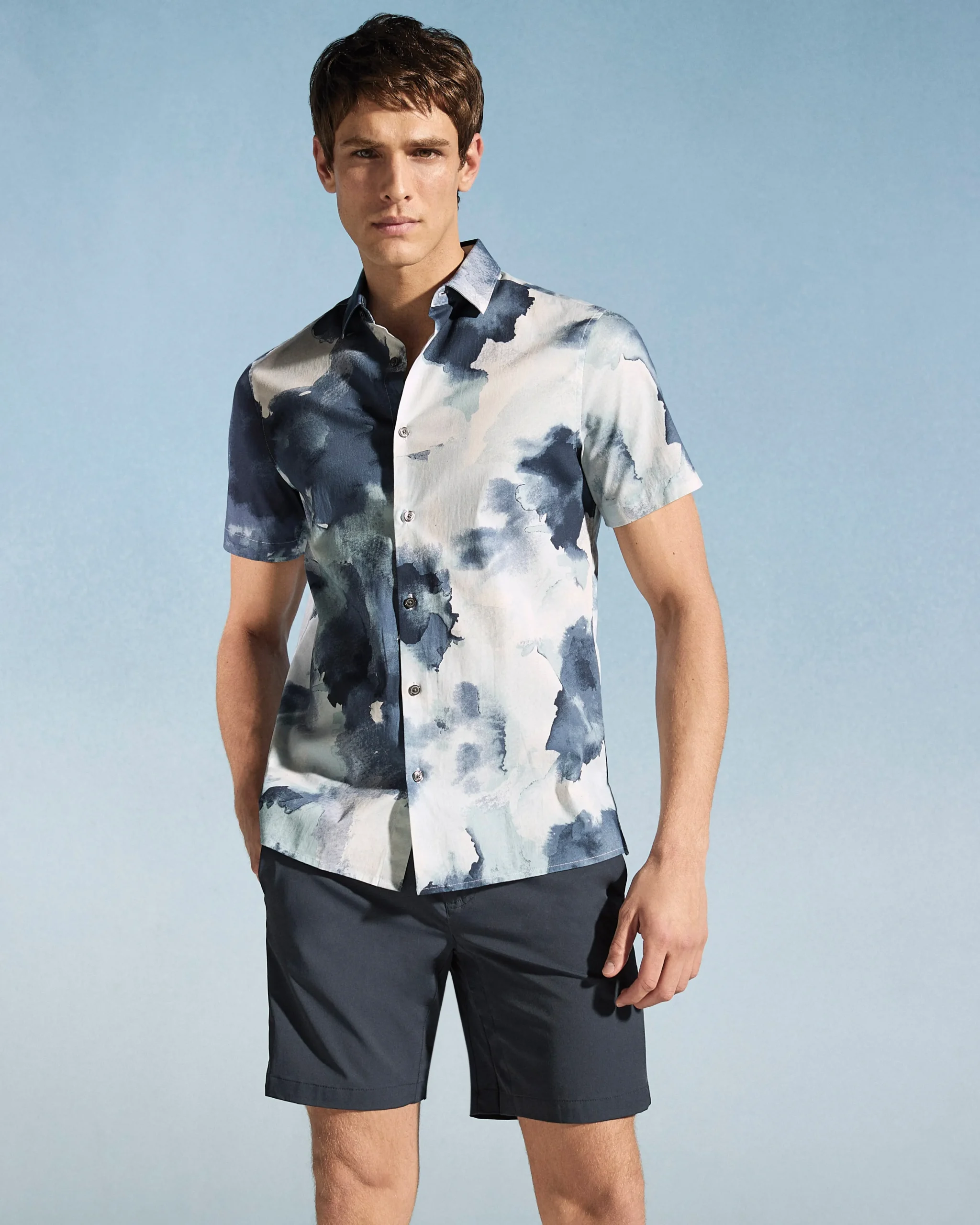 Poplin Watercolor Print Shirt
