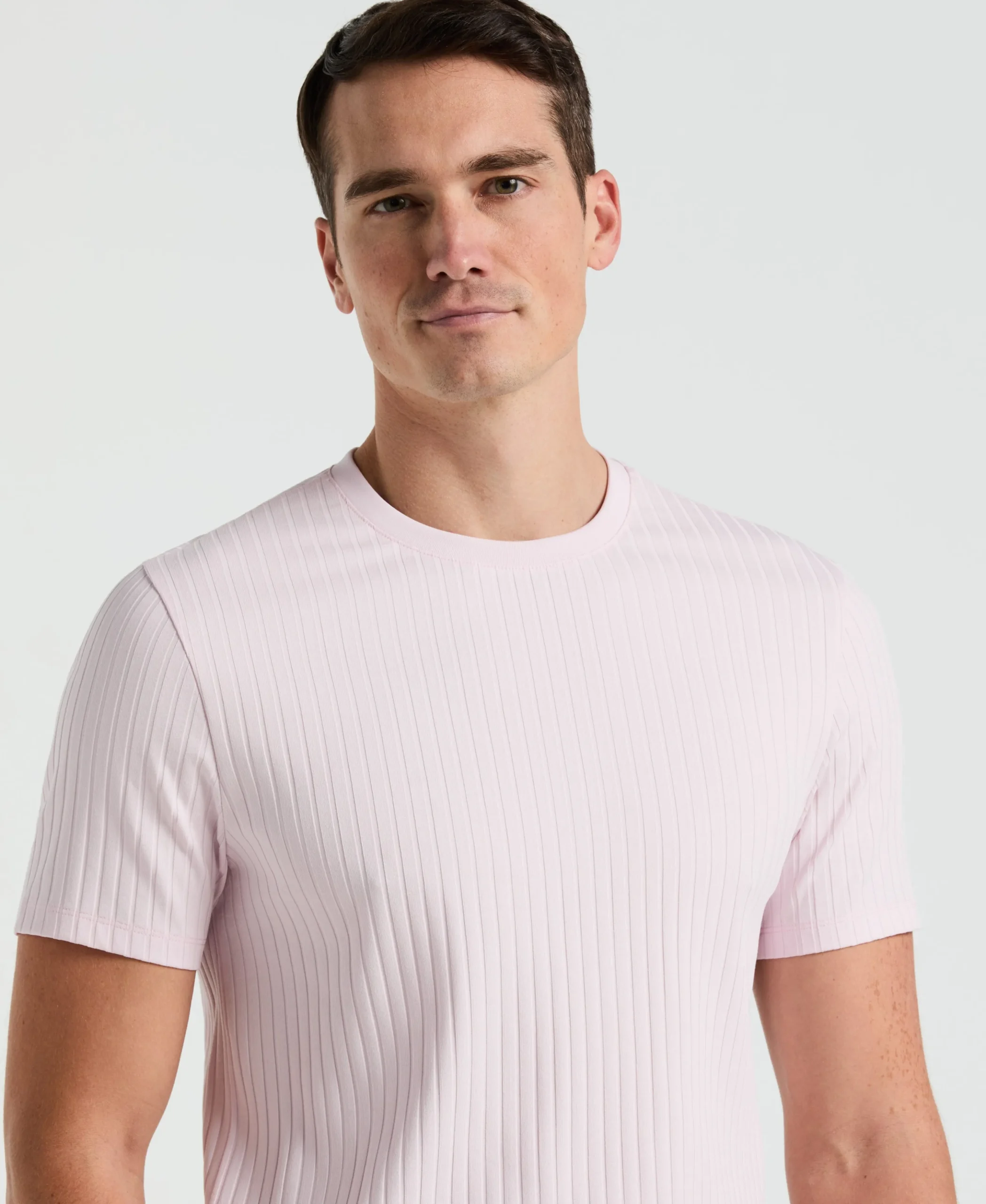 Rib Knit Crew Neck Tee