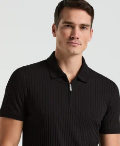 Ribbed Quarter Zip Polo