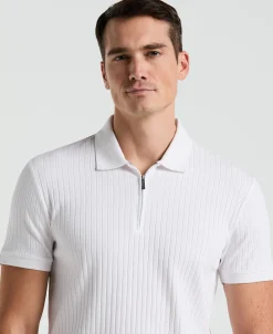 Ribbed Quarter Zip Polo