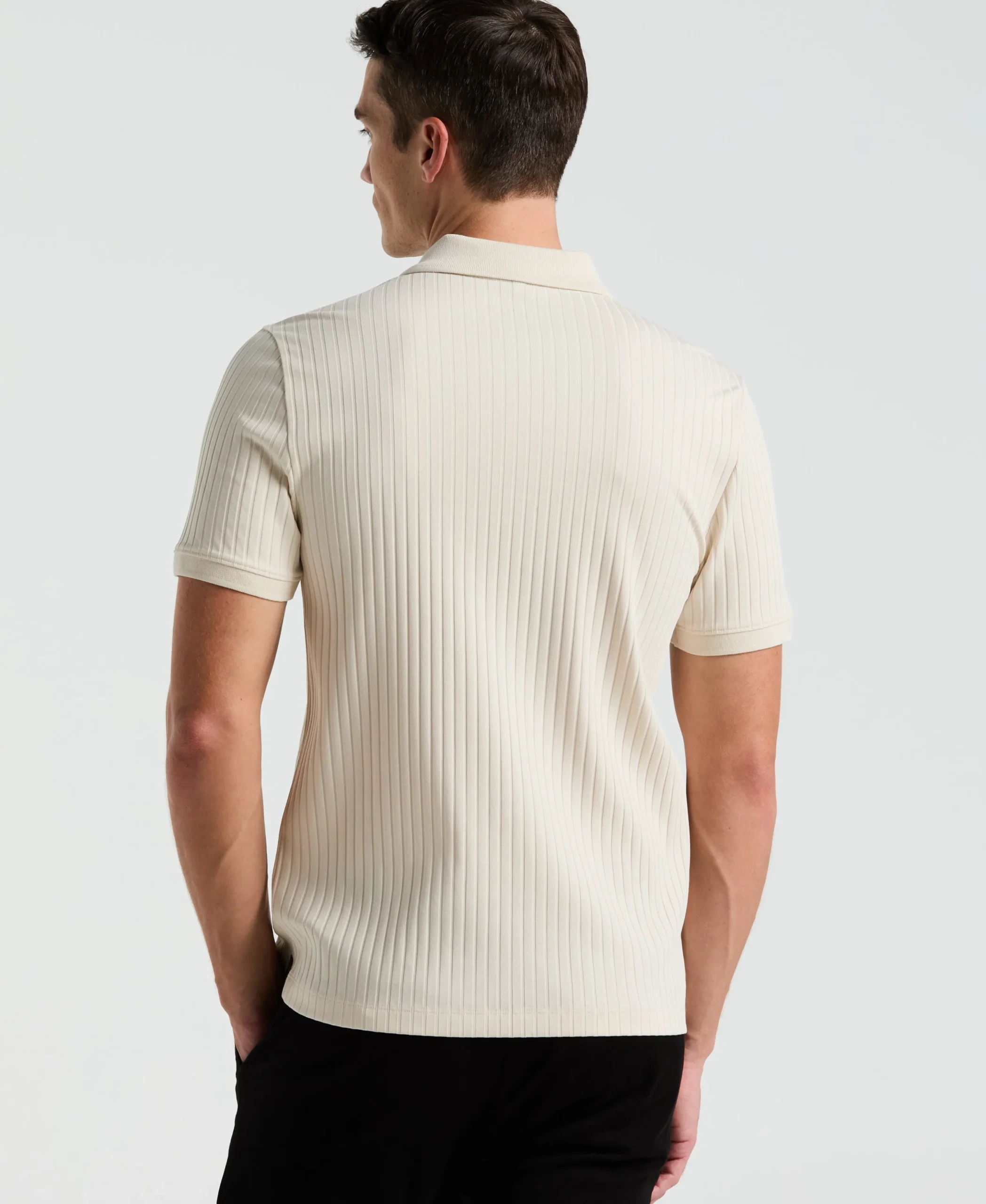Ribbed Quarter Zip Polo
