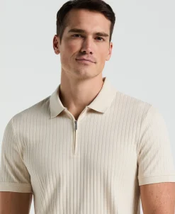 Ribbed Quarter Zip Polo