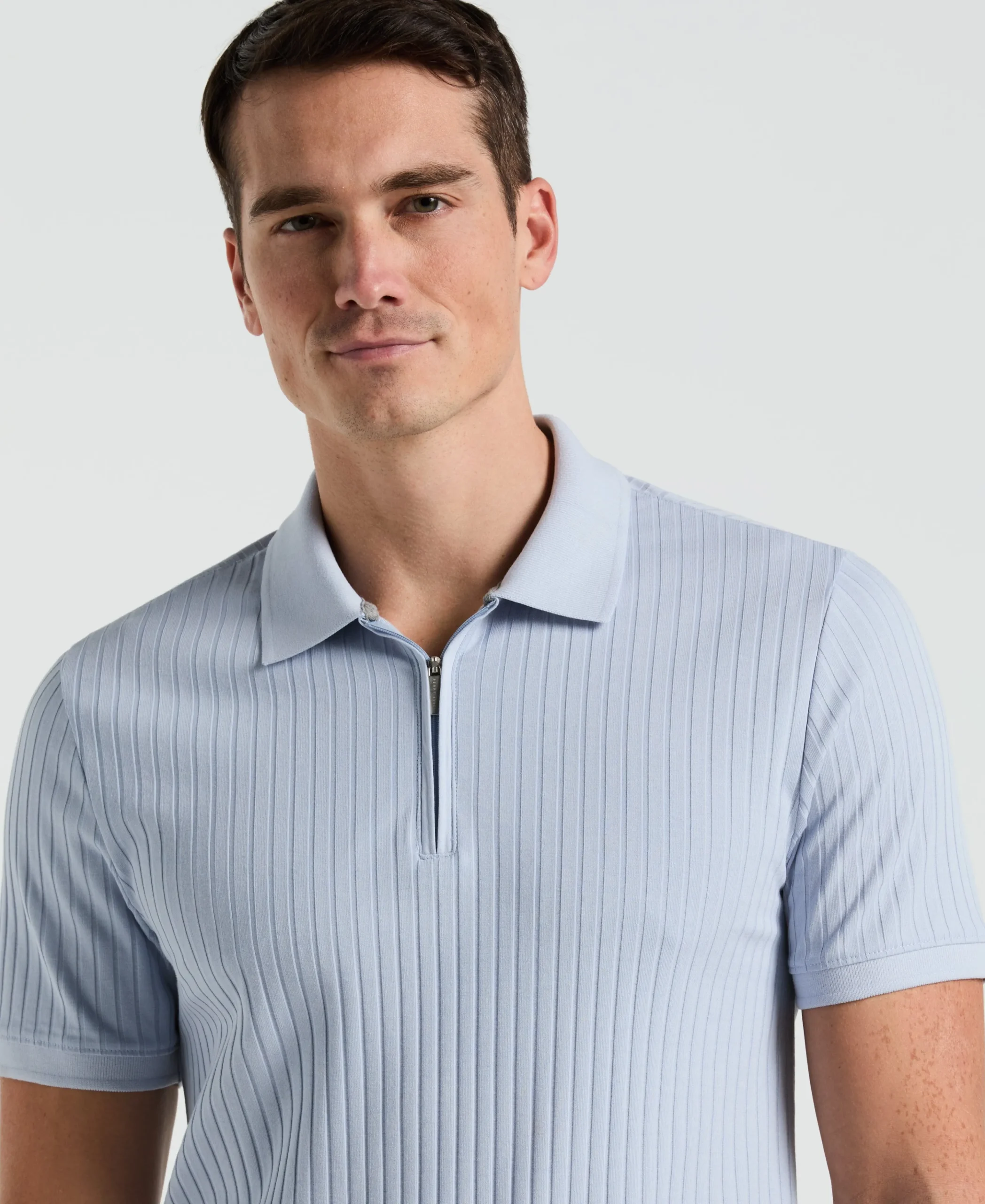 Ribbed Quarter Zip Polo