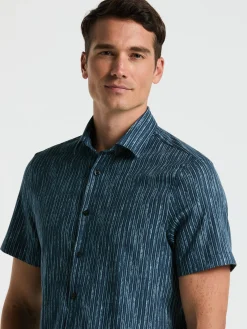 Short Sleeve Button Down Striped Shirt