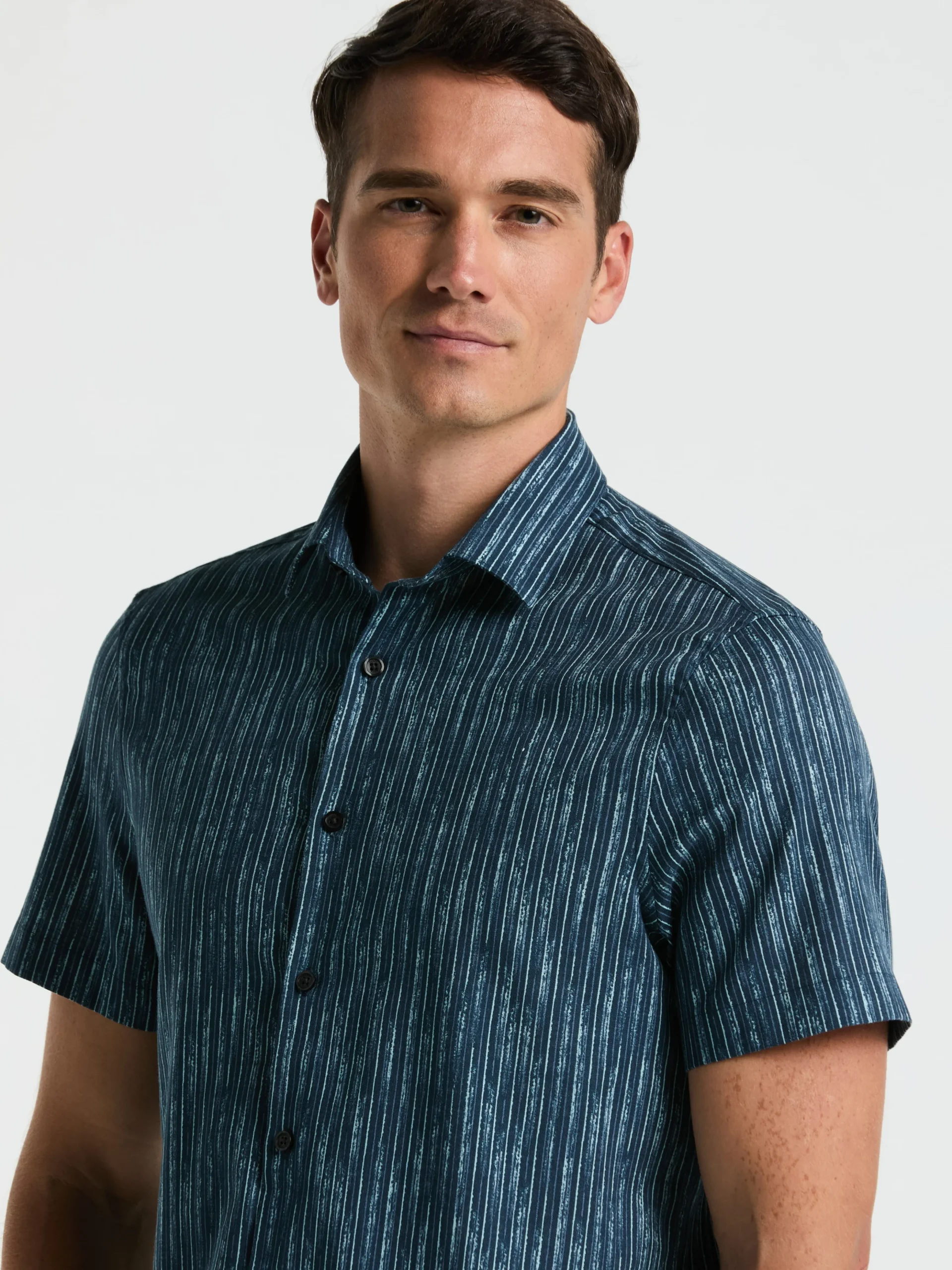 Short Sleeve Button Down Striped Shirt